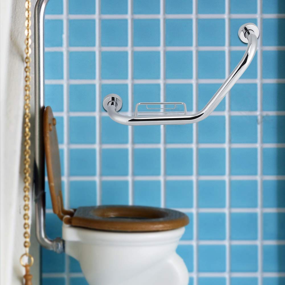 Asidero Ducha,Asidero BañO agarraderas baño para Acero inoxidable Baño Barra de sujeción W / Soap Holder Bañera brazo de seguridad de la manija Ducha Bañera Anti Slip Grip Barandilla for mayores