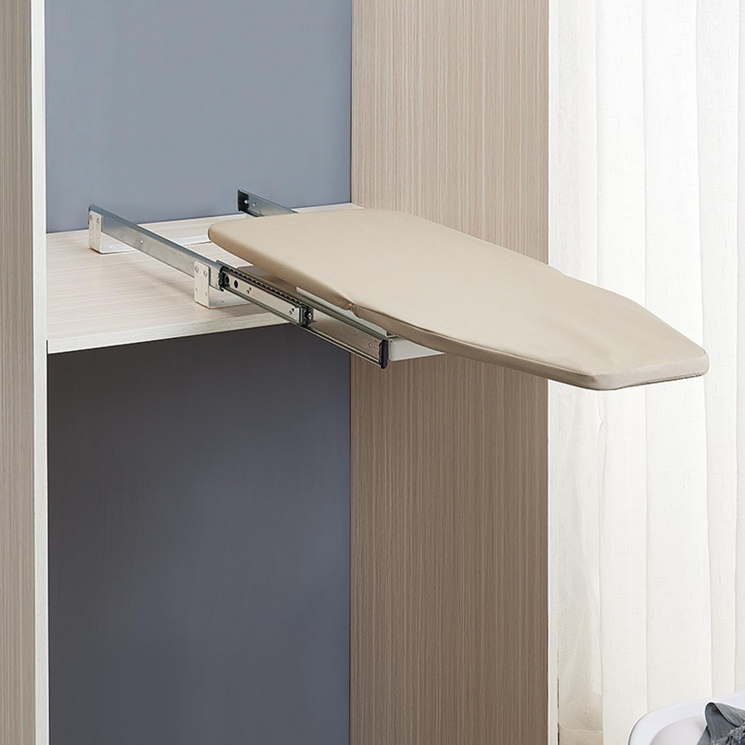Tcatec Fold Down Pull Out Folding Ironing Board 180° Rotation Wardrobe Ironing Board Space Saving Drawer Ironing Platform 82 X 31Cm With Heat-Resistant Sliding Pressing Platform Hidden