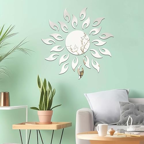 Calcomanías de pared de espejos de girasol, autoadhesivas 3D, calcomanías acrílicas para despegar y pegar, espejos acrílicos extraíbles para pared,