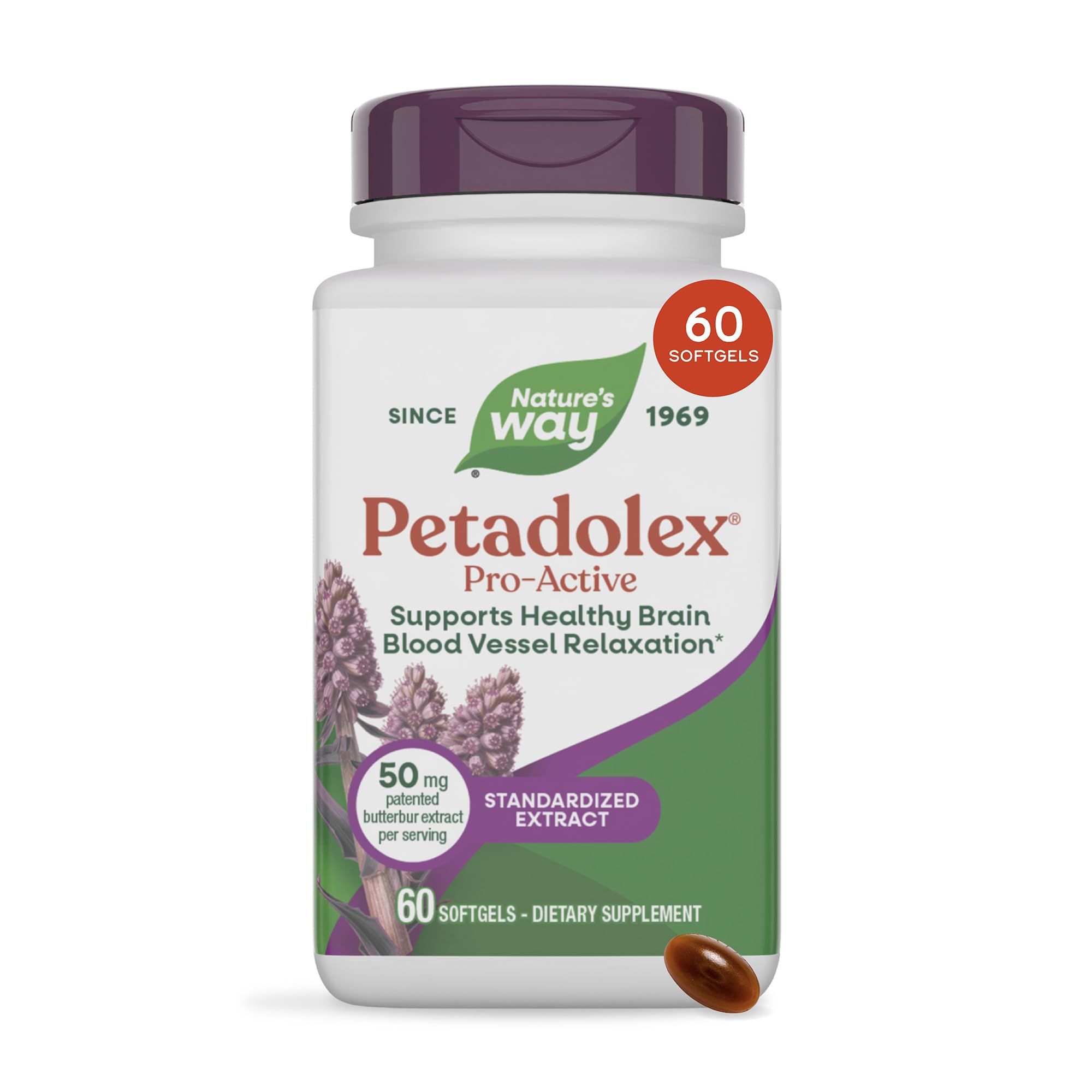 Nature's Way Petadolex Pro-Active, Butterbur Extract Supplement, 60 ct