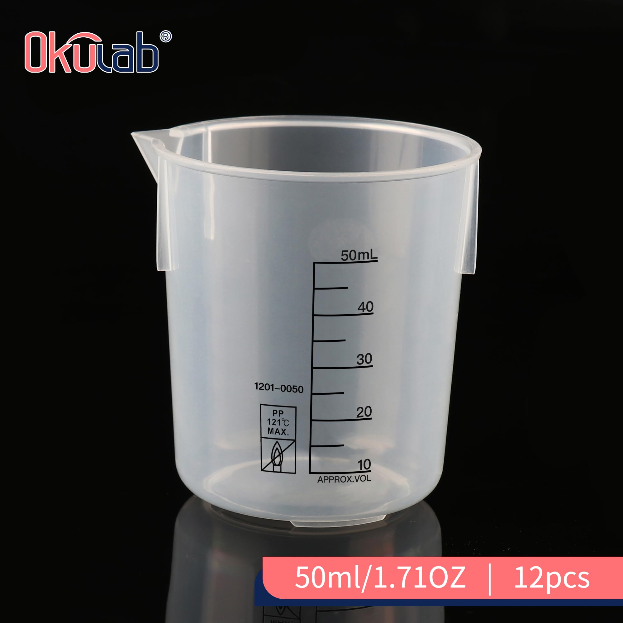 BKLP600A4 Kunststoffbecher-Set, 4 Stück, 600 ml, schwarze Messbecher, Laborbecher, Kunststoff-Messbecher mit Ausgießer und gestapelten Seitenrippen, geeignet zum Mischen und Messen, 4 Stück