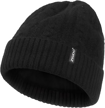 Zylioo XXL Oversize Winter Beanie Hats for Women Large Fleece Lined Cable Beany Knit Cap Chunky Mens Snow Cap