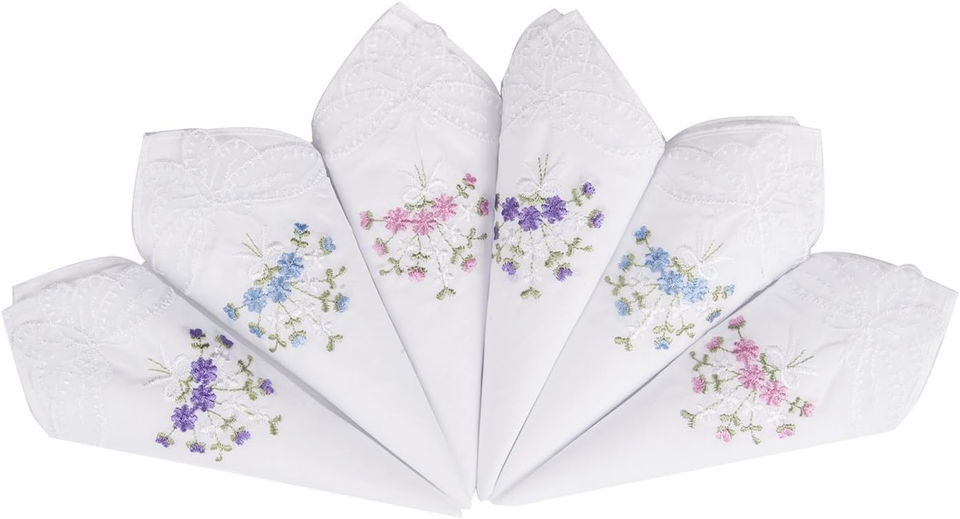 LULUSILKWomen's Lace Embroidery Cotton Floral Scarf