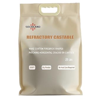 Refractory Castable - 25 LBS 3056F High Temperature Refractory Concrete Dry Mix - Casting FireBricks, Panels and Custom Shapes for Kilns, Forges, Fireplaces & DIY Projects