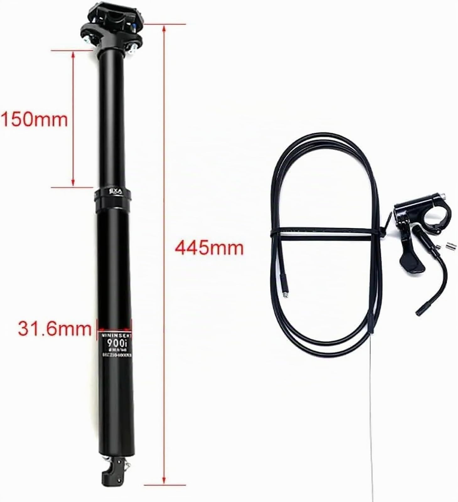 Reggisella Telescopico Ammortizzato 30,9/31,6 mm, Tubo Sella Regolabile Idraulico con Percorso Interno per Bici da Città ed Elettrica