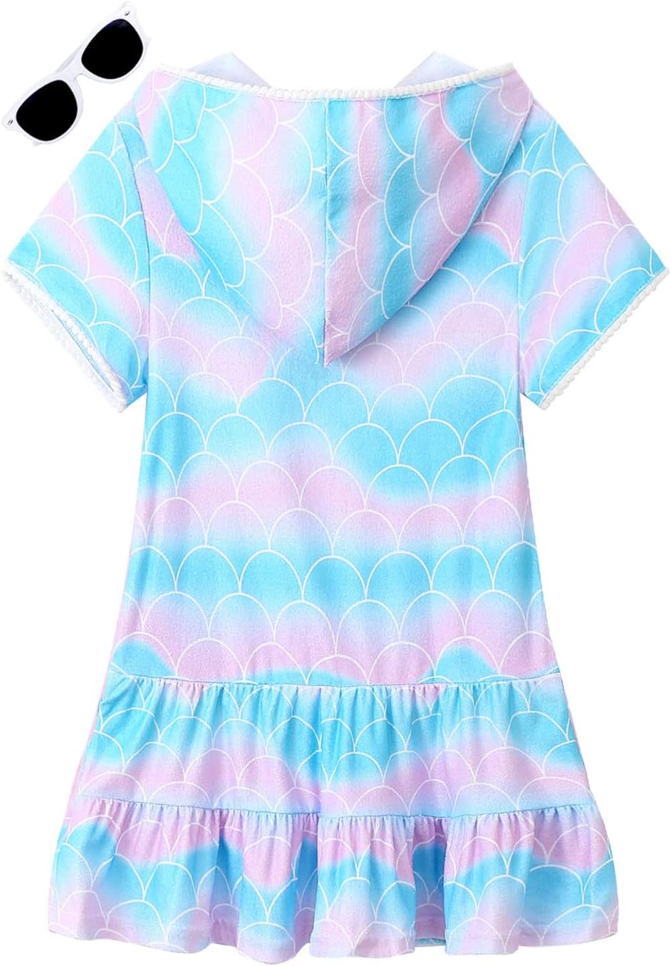 Girls Swim Cover Up Kids Swimsuit Coverup Terry Zip-Up Beach Bathing Suit Wraps with Sunglasses image 4