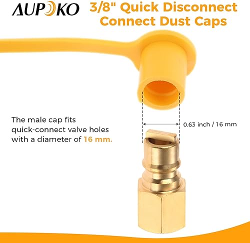 Miniatura 3 de Aupoko Cubierta de tapón de desconexión rápida de gas natural de propano LP, tapa antipolvo de goma de conexión rápida de 38 pulgadas de gas natural