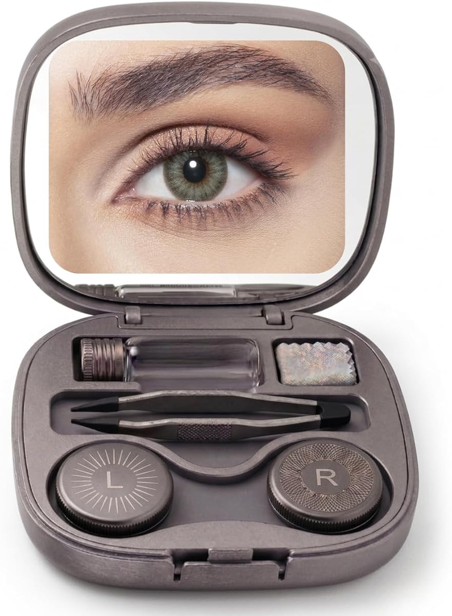 Bella Diamond Collection Eye Enhancement Kit – Mirror Case for Lens Storage (Gray Green)
