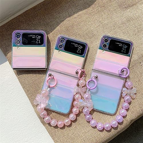 Coque Samsung Galaxy Z Flip 3 Laser Transparente avec Chaîne Perles