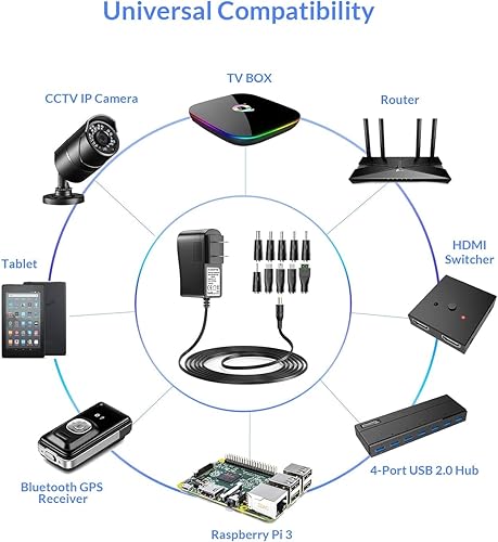 Miniatura 3 de Nextbook Adaptador de cargador para tableta 5V 3A 2A 2.5A 1A AC DC adaptador con 9 puntas para Amazon Fire USB Hub TV Box LED Pixel Cámara Altavoz