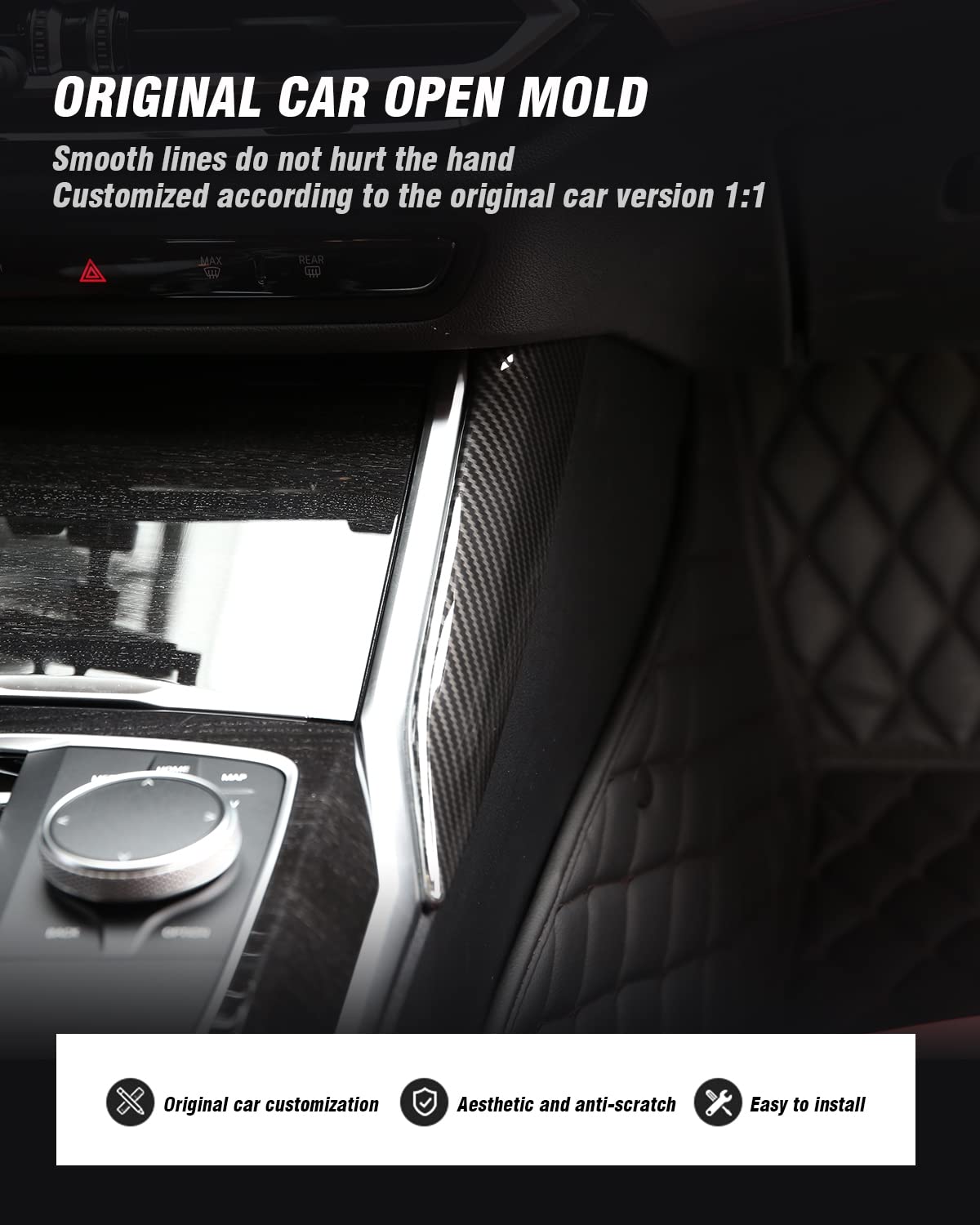 Copertura Laterale in Fibra di Carbonio per Pannello di Controllo Centrale, Adatta per BMW G20 G21 G22 G23 3/4 Serie 330i M340i (2019-2025), ABS Accessori Interni Auto