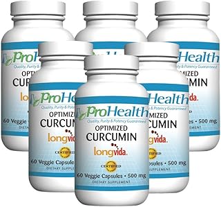 ProHealth Optimized Curcumin Longvida (500 mg - 60 Veg Capsules) - 6 Pack