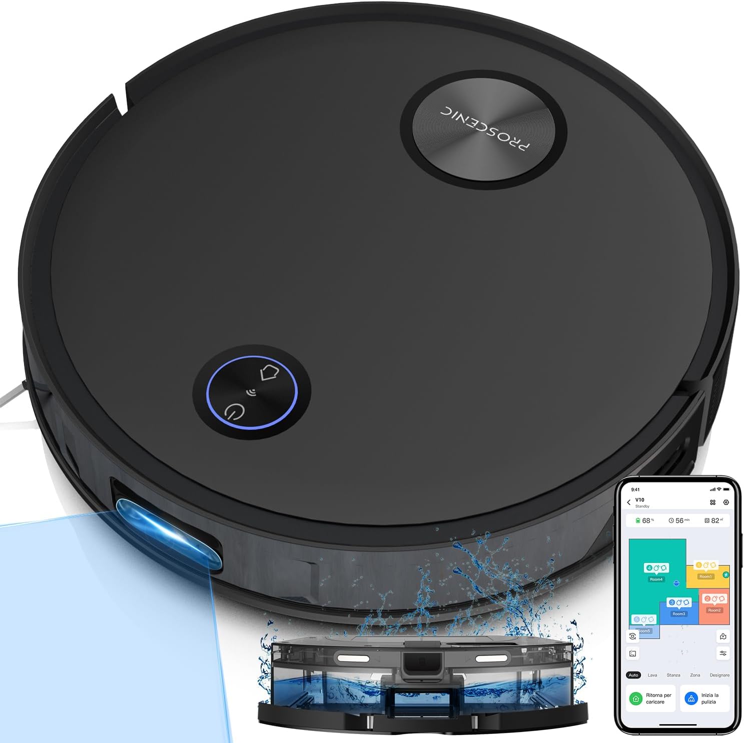 Proscenic Floobot V10 Robot Aspirapolvere Lavapavimenti, 3000pa Lavaggio Vibrante Sonico, Laser Assistente Controllo IFTTTSiriAlexaAPP Pulizia Domestica/Peli Animali/Capelli/Polvere/Lavapavimenti Proscenic Floobot V10 Robot Aspirapolvere Lavapavimenti, 3000pa Lavaggio Vibrante Sonico, Laser Assistente Controllo IFTTTSiriAlexaAPP Pulizia Domestica/Peli Animali/Capelli/Polvere/Lavapavimenti