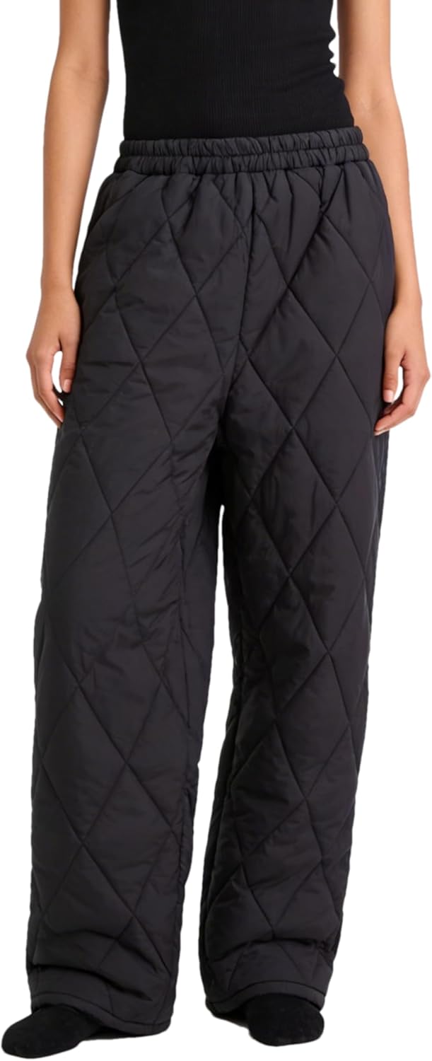 Women's Windproof Waterproof Snow Pants Elastic Waist Ultralight Winter Warm Down Padded Outdoor Trousers