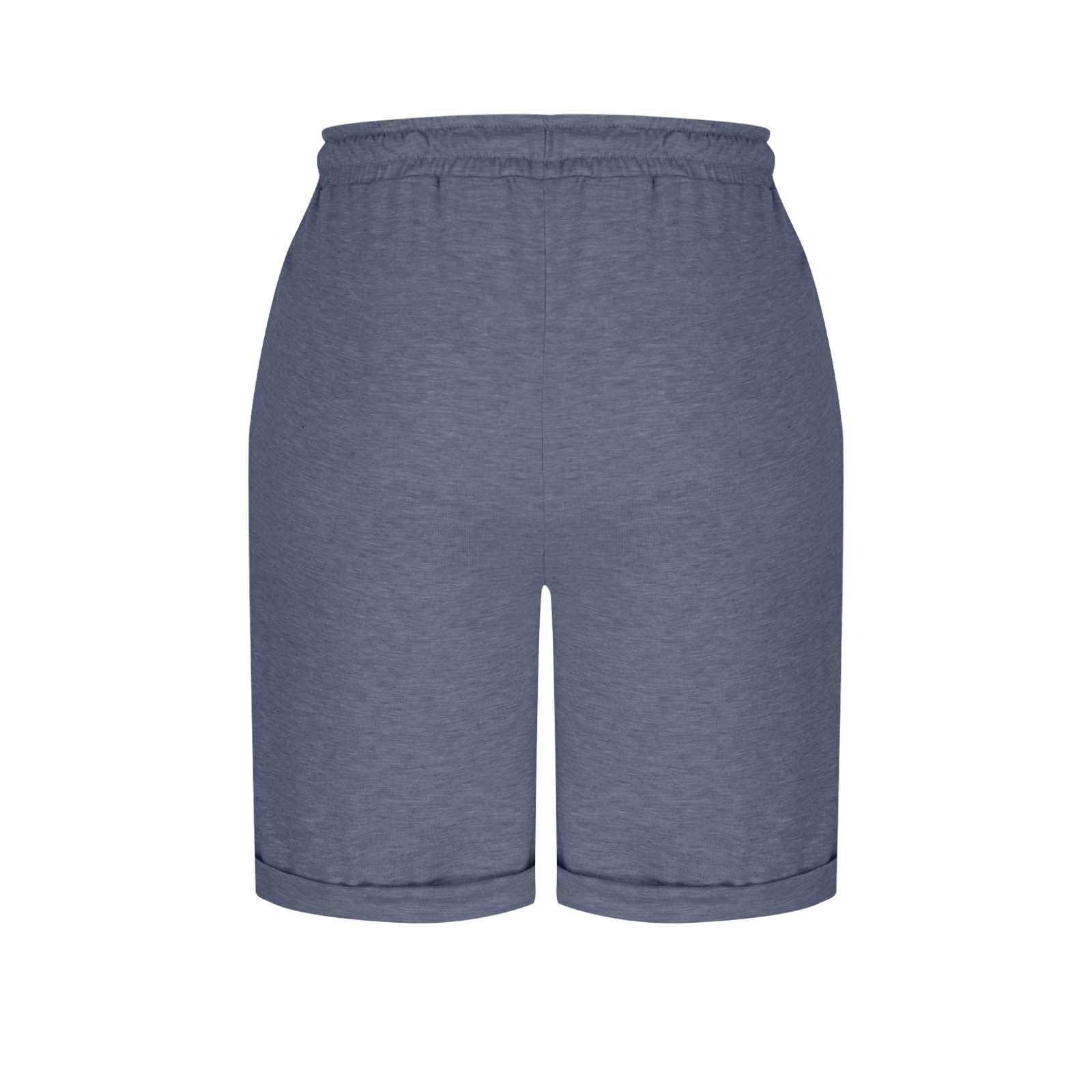Short de survêtement longueur genou pour femme, taille haute avec cordon de serrage réglable, coupe ample et légère, idéal pour la course à pied, le fitness et les activités estivales en extérieur
