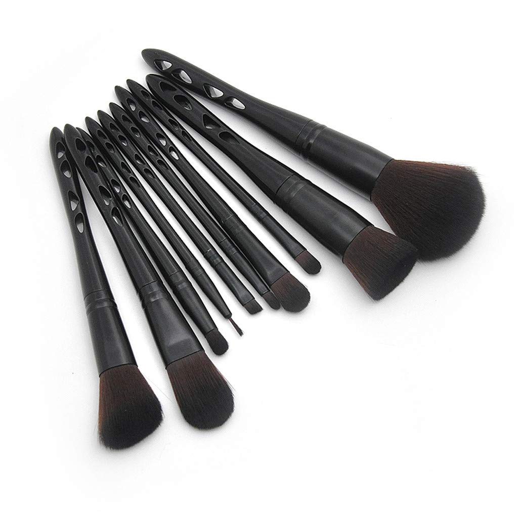 Set di pennelli per Trucco cosmetico, Sopracciglia, guance, ombretti, Eyeliner, Polvere, 10 Pezzi, Nero