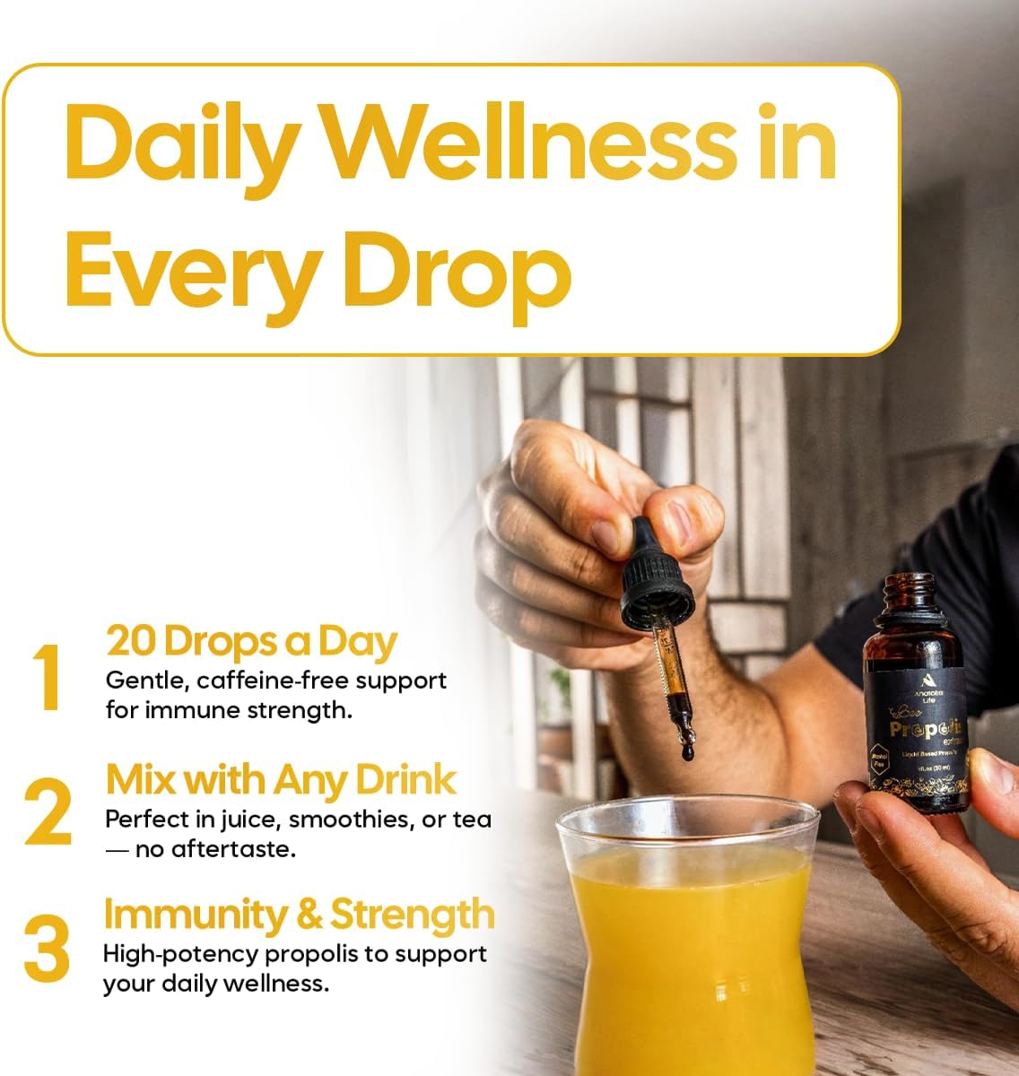 Natural Bee Propolis Extract, 30 mL, Advanced Liquid Tincture Immune System Booster and Seasonal Defense, Pure High Potency Herbal Supplement, Non-GMO and Alcohol Free (1 Pack) - Image 3