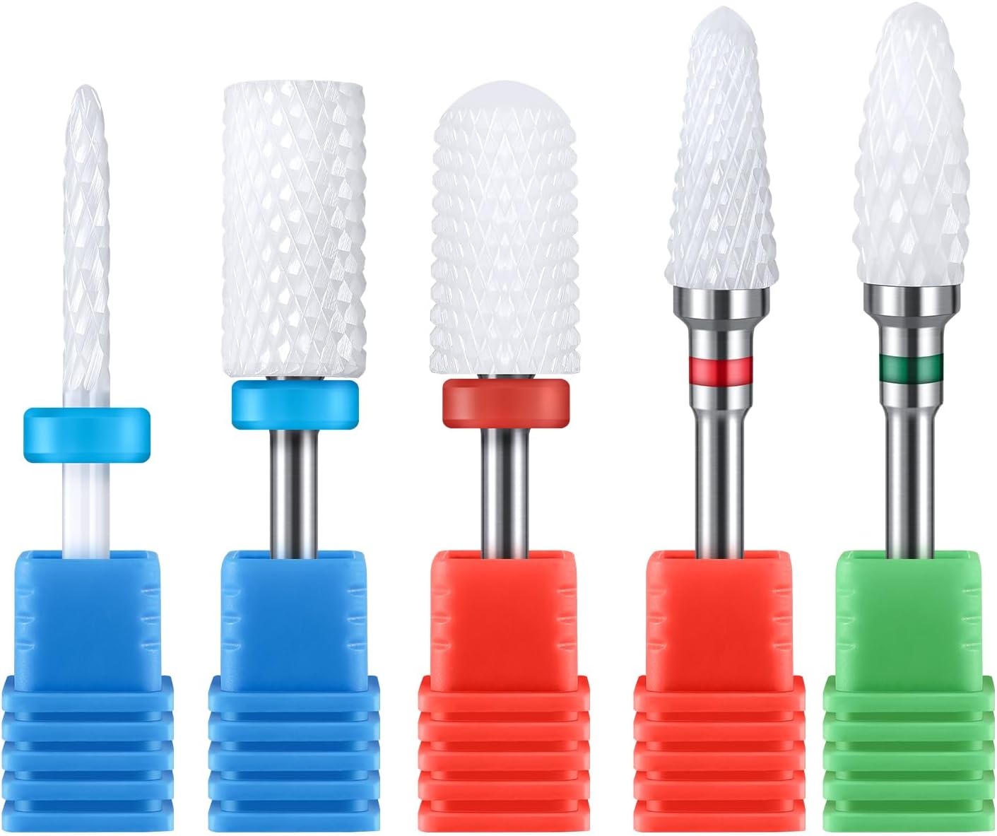 MelodySusie Ceramic Nail Drill Bits Set, 3/32'' (2.35mm) Professional Acrylic Nail File Drill Bit for Manicure Pedicure Cuticle Gel Nail Polishing 5Pcs