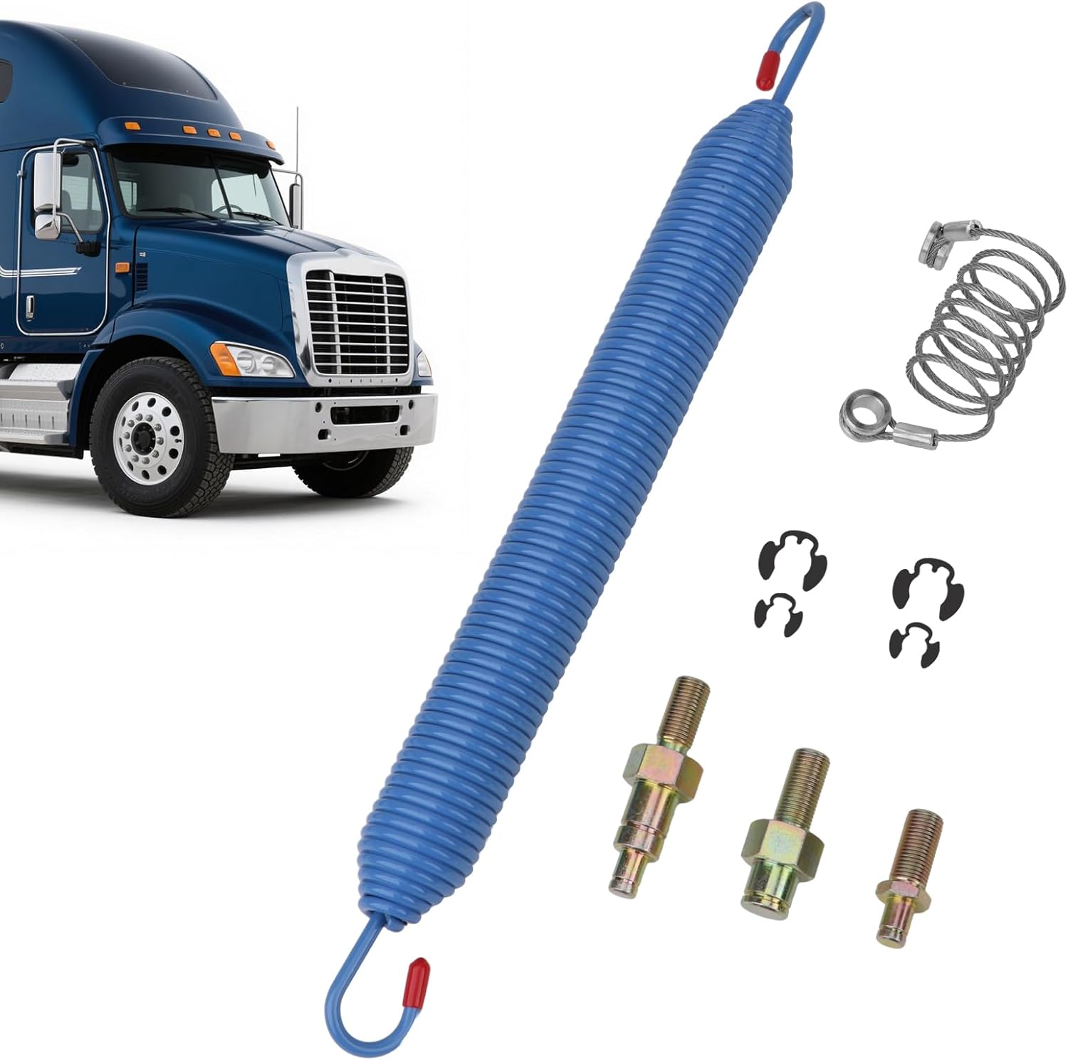 13-03662 Hood Spring, Cable and Stud Bolts w/Retaining Rings for 1987-2008 Peterbilt 357 377 379 OEM# 13-03761, 13-03663, L92-6000-0718, 13-04638