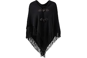 Black V-Neck Poncho Cape: The Epitome of Effortless Elegance for Women