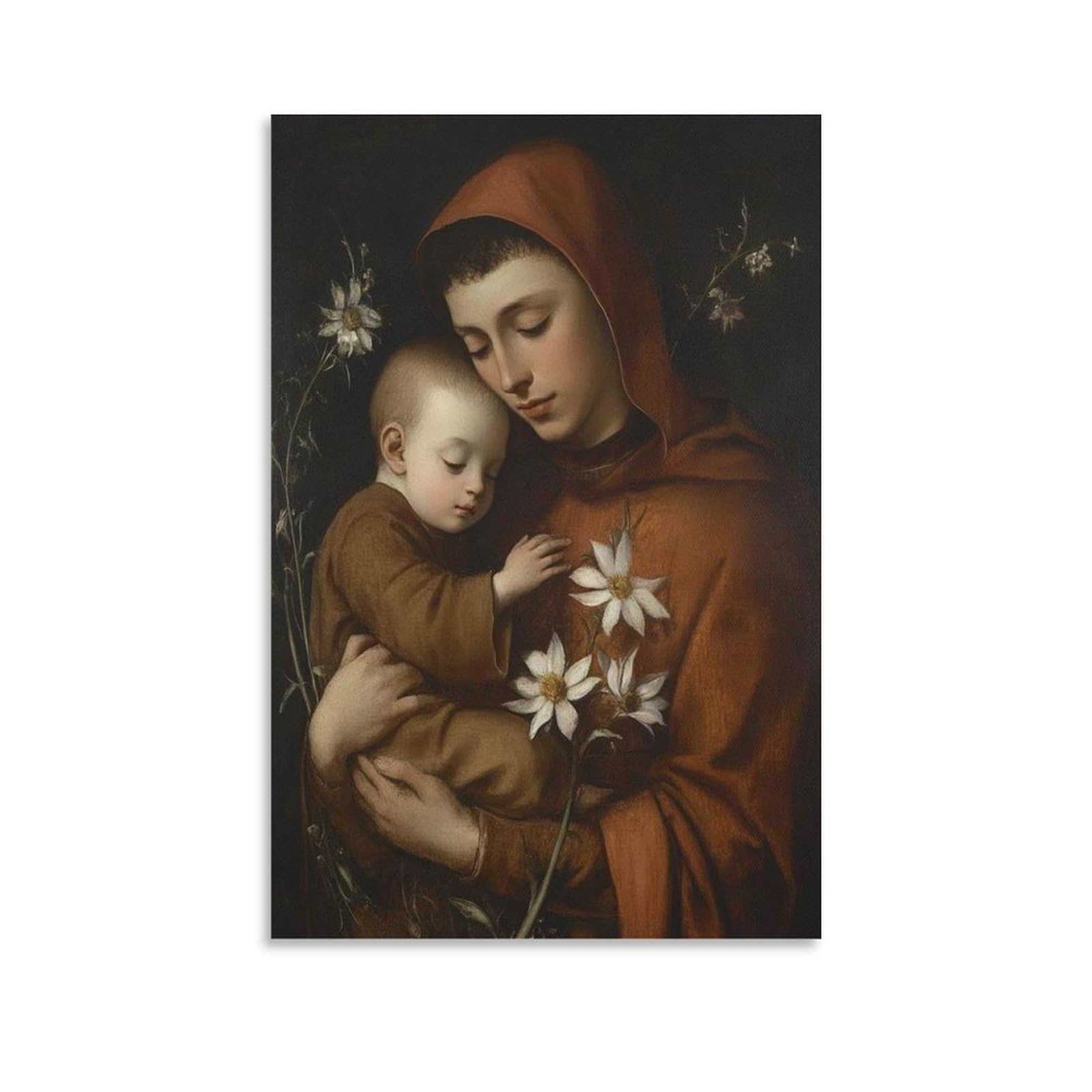 Uyaart Saint Anthony Of Padua With Child Jesus Canvas Poster Bedroom Decor Landscape Office Room Decor Gift 08X12inch(20X30cm)