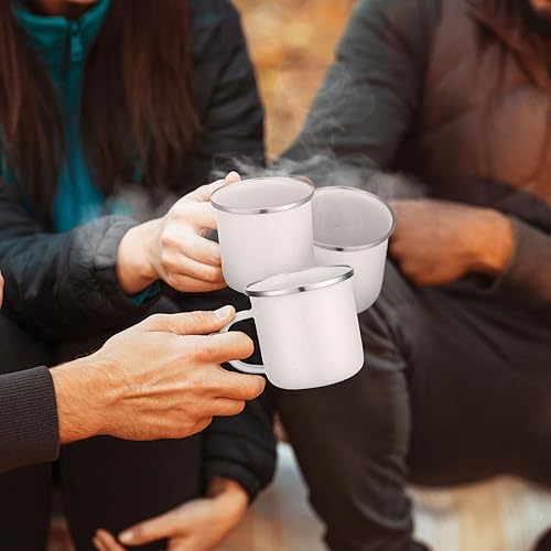 Miniatura 5 de Tazas de café pequeñas de esmalte para acampar, tazas de café portátiles vintage, tazas de té para fogata, tazas de campamento a granel con asa para