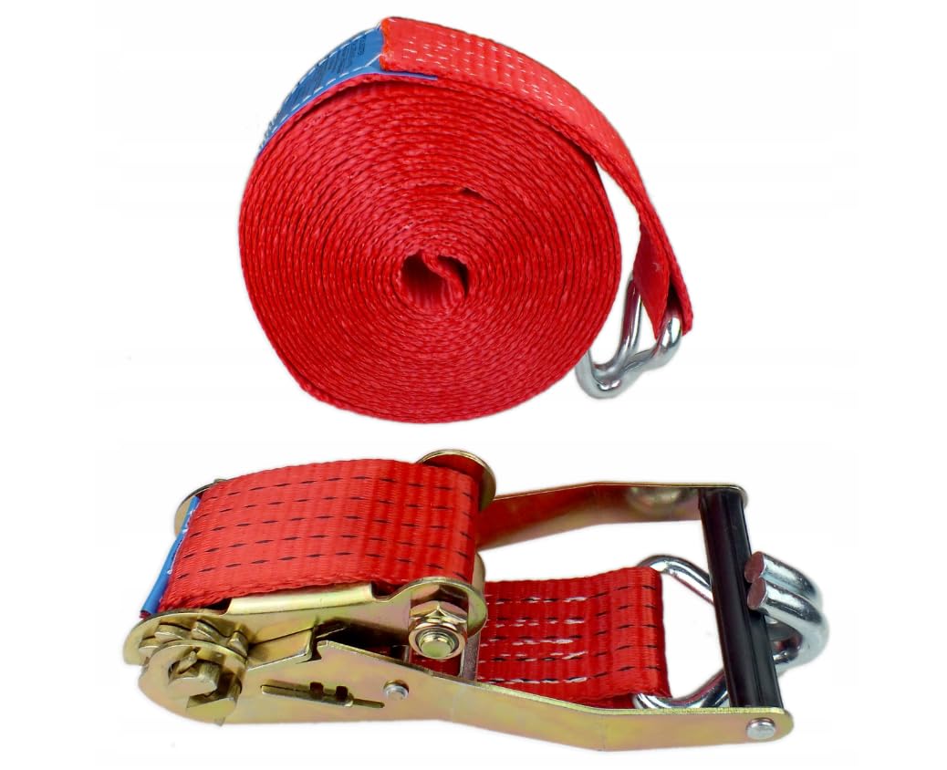 Correa de trinquete (10 m, resistencia 5 T, correa de fijación para remolque y coche, 50 mm de ancho, correa de trinquete, correa textil, accesorio de remolque x2