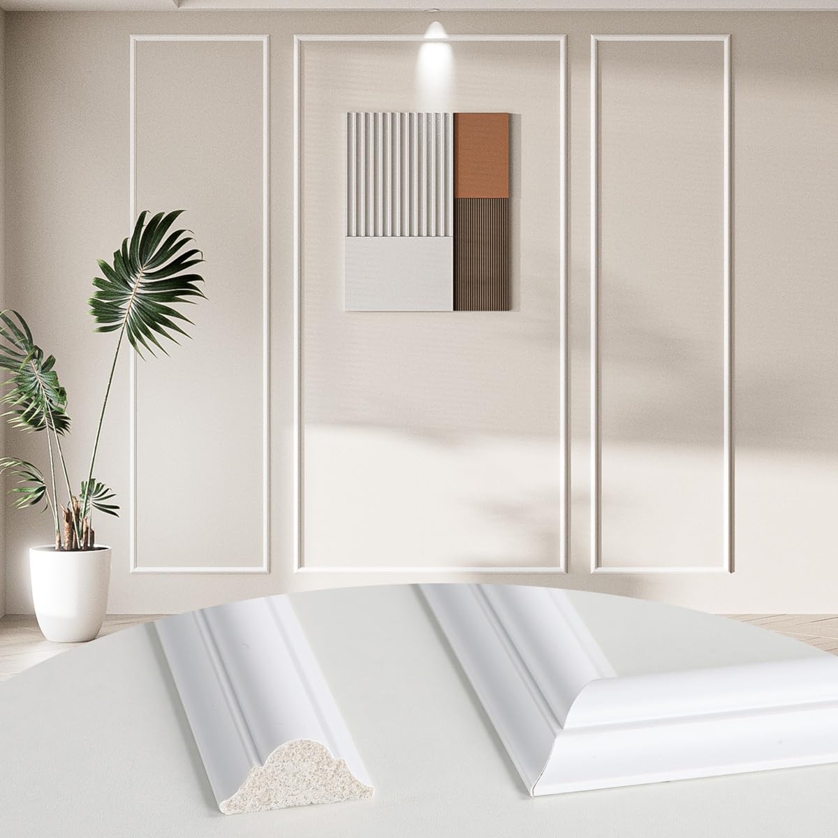 Arthome Pre-Cut Wall Molding Kit of 3 Frames, Premade Wall Panels for Interior Wall Decor,Picture Frame Moulding,Panneau Mural Decoratif for Living Room Bedroom, Installed with Glue