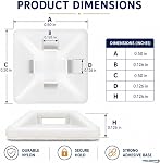 Kable Kontrol Zip Tie Mounts, 1/2” Sq, Natural White, 100 Pcs, Adhesive Backed Multi-Purpose Mounting Squares Nylon Cable Tie Wrap Anchor Pads for Cable Management
