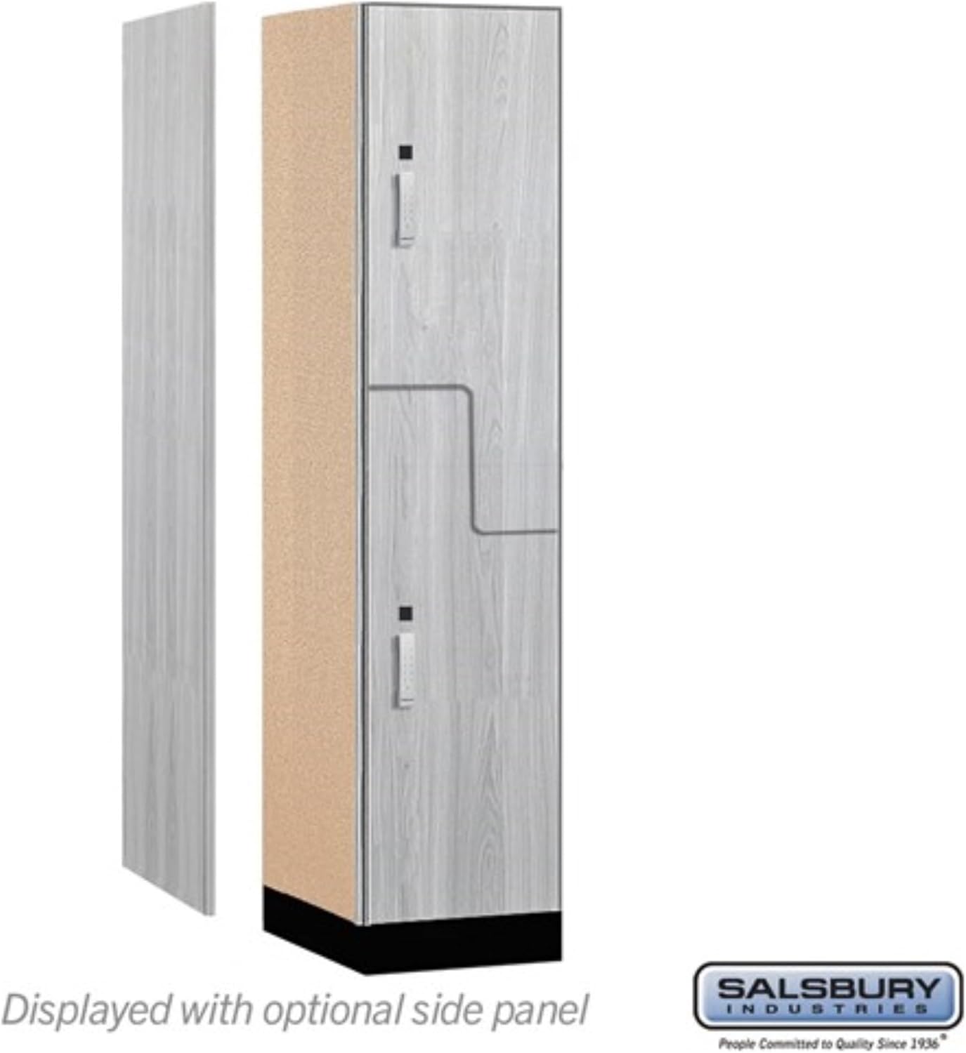 Salsbury Industries 18" Wide Premier Wood Locker-Double Tier 'S' Style-1 Wide-6 Feet High-21 Deep-Silver Teak-Silver Electronic Locks
