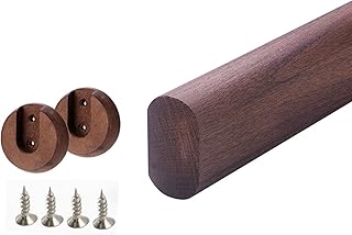 YDJIANCAI Heavy Duty Oval Wooden Closet Rod,Closet Pole Includes End Supports, Wardrobe Tube Custom Cut to Size. Up to 47 Inches Long(Size:80cm(31.5inch),Color:carbonized Wood)