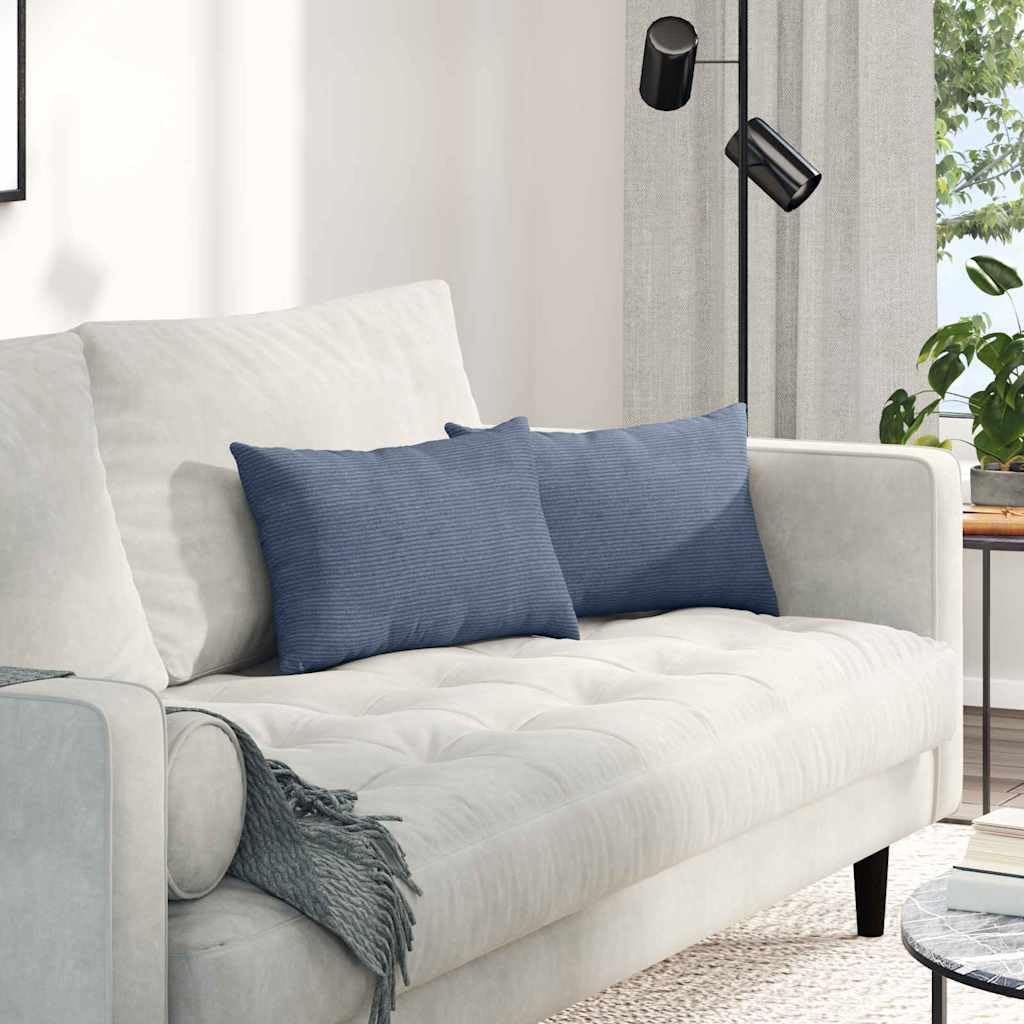 Cuscini da divano 2 pezzi blu 50 x 30 cm tessuto in cords morbido sfoderabile imbottitura in fibra poliestere per soggiorno ufficio interno comfort ergonomico