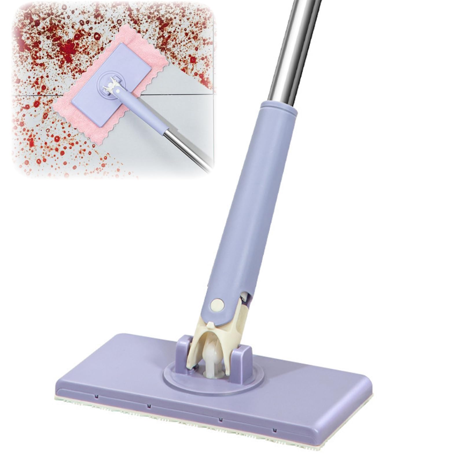 Bpoeee Automatic Cloth Changing Mini Mop, Mini Mop Portable Self-Squeeze Small Mop, Mini Sweeper Mop Auto Cloth Changing Small, Bathroom Mop, Reusable Clamp Mop (160Cm)