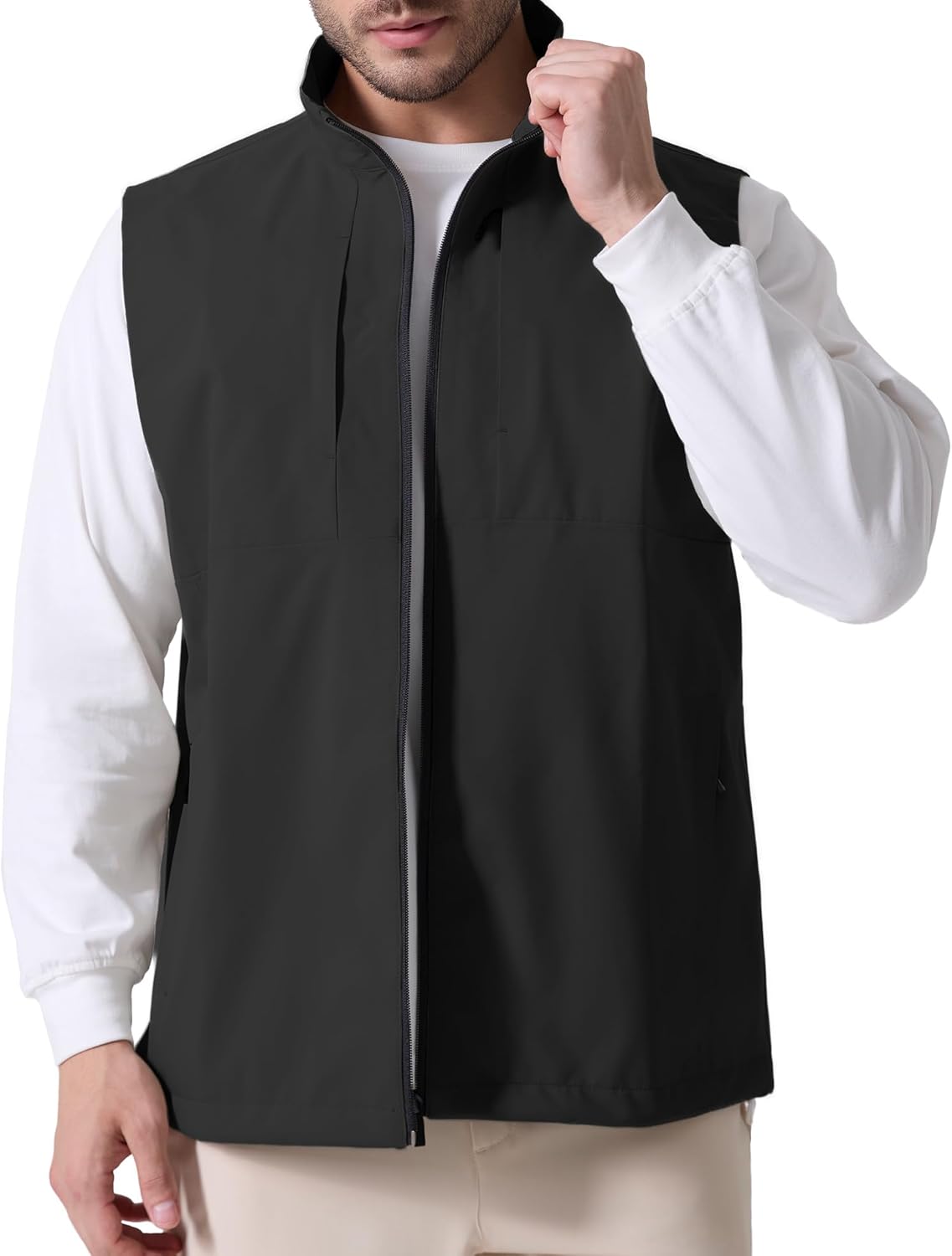 Susclude Men's Quick Dry Lightweight Softshell Vest Windproof Sleeveless Jacket for Fishing Work Golf Hiking Casual Travel