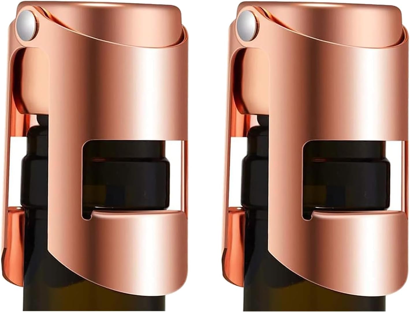 HYZ Champagne Stoppers - Stainless Steel Sparkling Wine Bottle Stopper with Pure Silicone Air Tight Seal - Professional Wine Saver for Champagne，Prosecco and Cava (2Pack Rose Gold)
