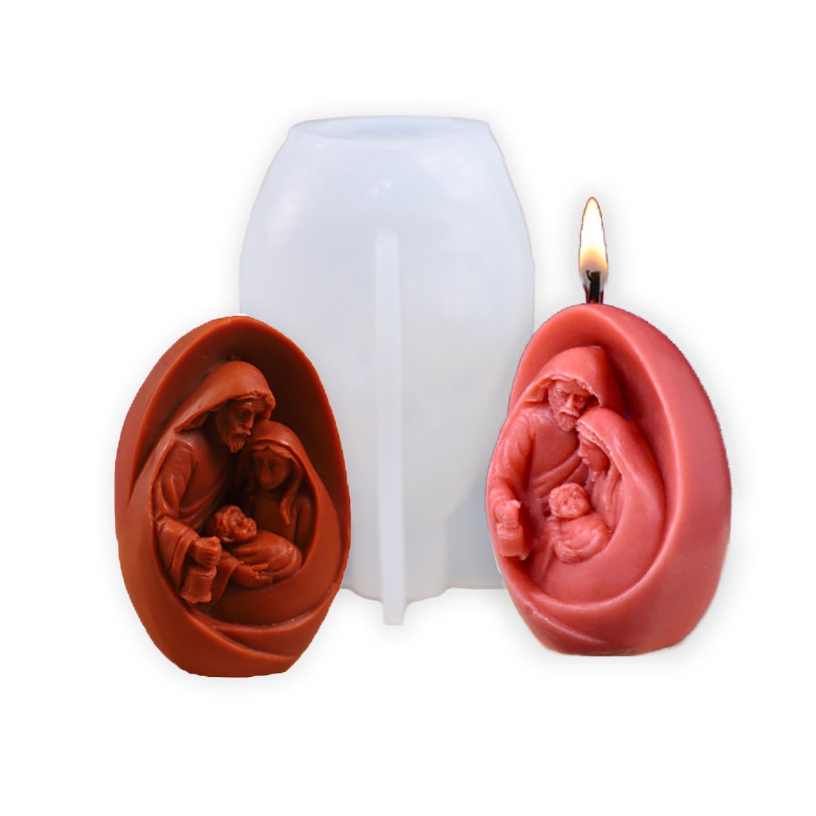 Molde Silicona Velas Religioso Cestony Moldes De Silicona Con Forma De Familia De Jesús En 3D Para Velas De Bricolaje, Pilar De Resina, Velas De Aromaterapia, Cera De Jabón, Muestras De Flores