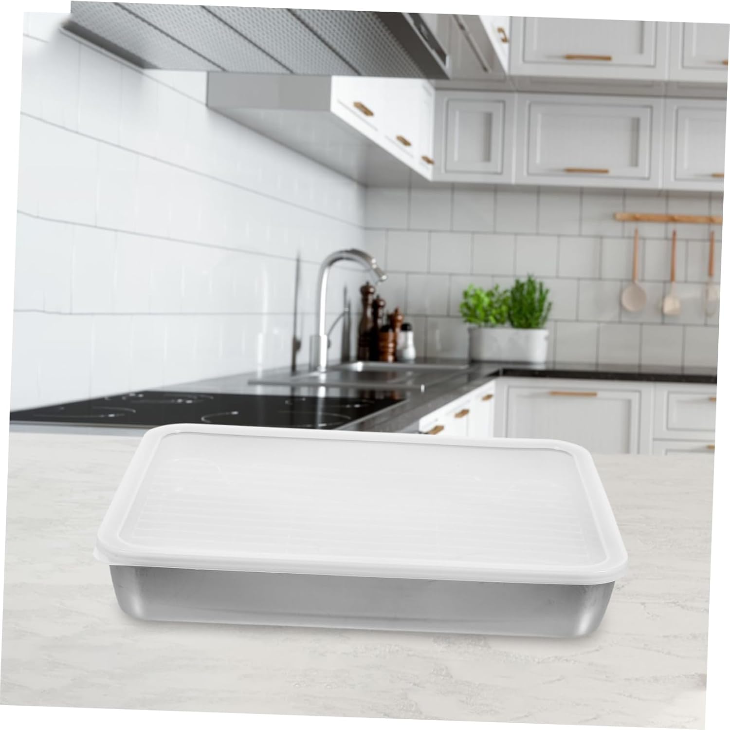 OUNONA Stainless Steel Roasting Pan Rack Set Rectangular Baking Tray for Oven Use Versatile for Cooking Meat and Baking Includes Drip Tray and Cover