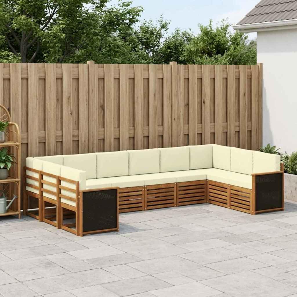 10-Seat Acacia Wood Outdoor Sectional Sofa Set