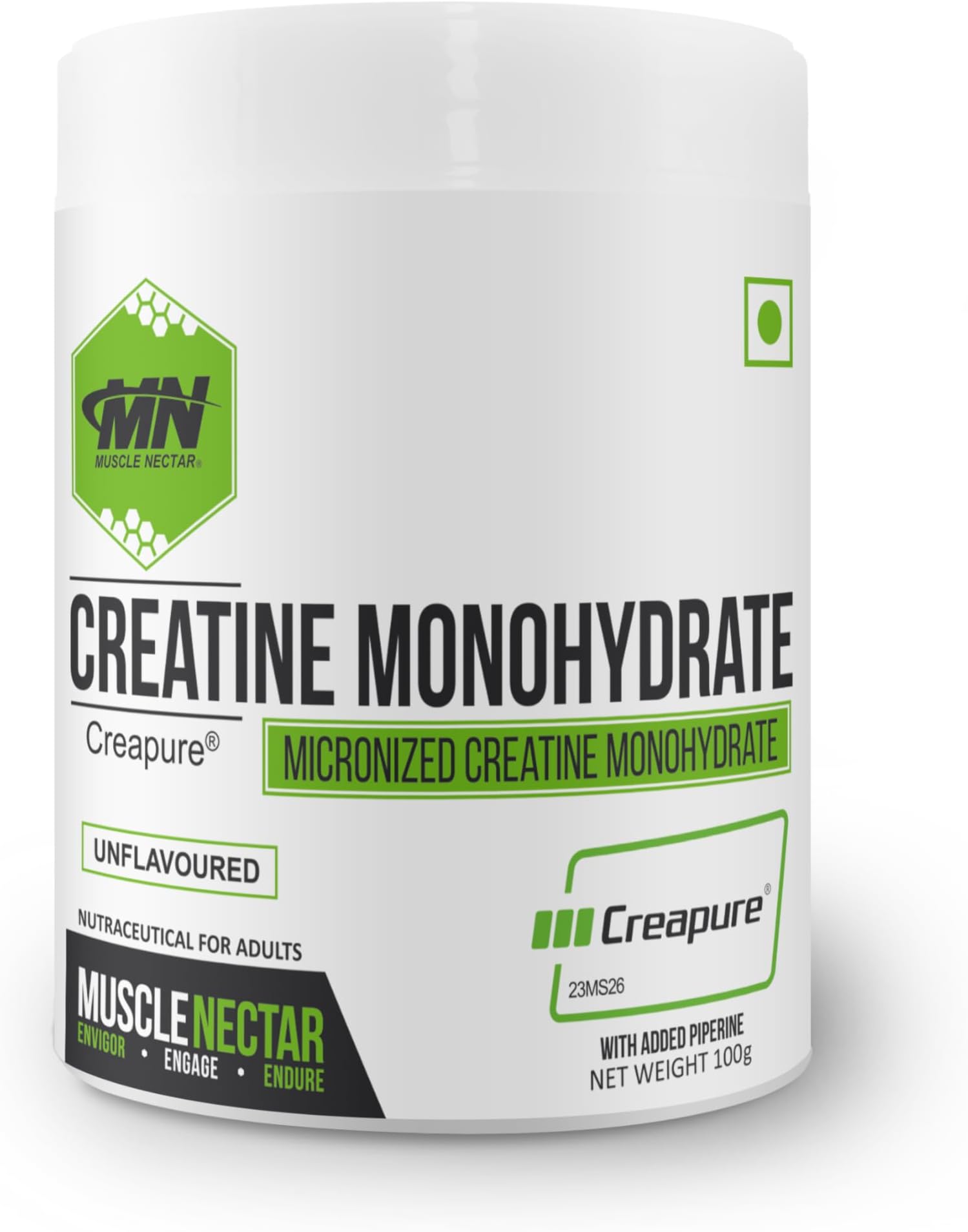 Muscle Nectar Creatine Monohydrate with Creapure Powder From Germany (Unflavoured, 100g)