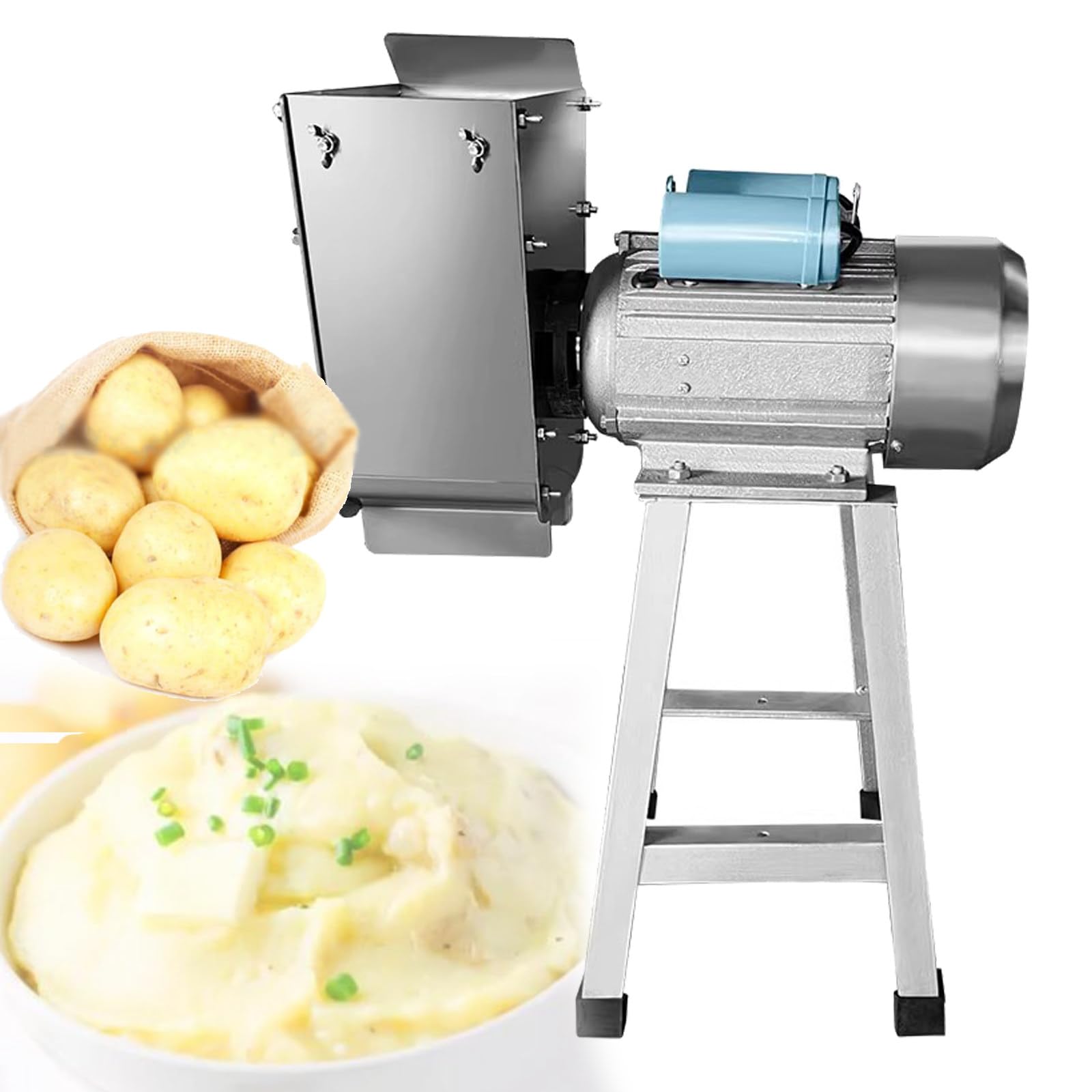 Kartoffelstampfer aus Edelstahl, 1100 W, robuste Lebensmittelpresse für Kartoffelpüree, Obst und Gemüse, Küchenstampfer-Set – 40–100 kg/h Leistung