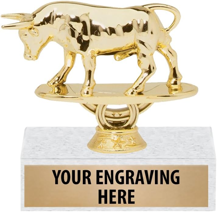 6" Gold Raging Bull Trophies - Custom Bull Trophy Awards Prime