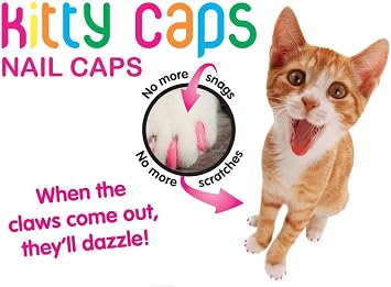 Kitty Caps Nail Caps for Cats, White with Pink Tips & Clear with Pink Glitter - Safe, Stylish & Humane Alternative to Declawing Stops Snags & Scratches, Medium (9-13 lbs), 40 Count