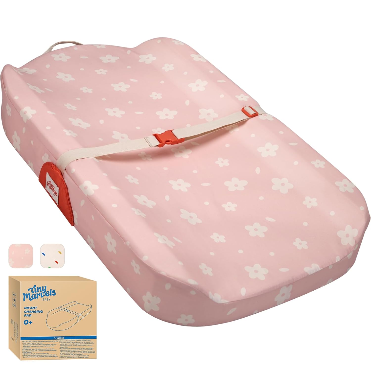 Tiny Marvels Non-Slip Changing Pad, Upgrade Size (18" x 31.50"), Soft Washable Cover, Safe Contoured Baby Changing Pad Fits Standard Changing Tables & Dressers