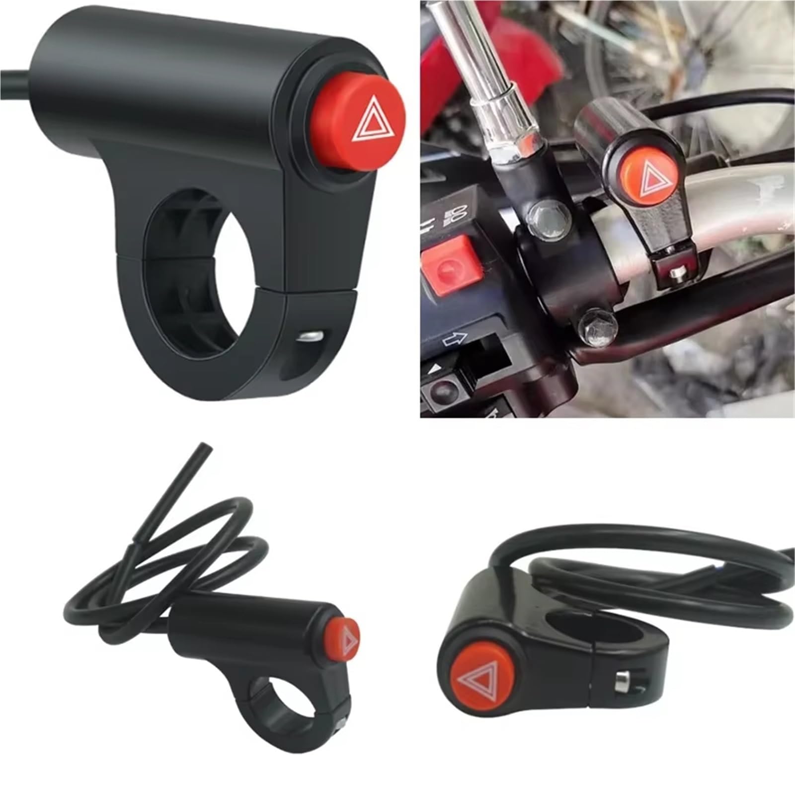 Moto bouton démarrage du moteur Diamètre 22 Mm Interrupteur Universel Pour Feux D'avertissement Et D'urgence De Moto Double Bouton Accessoires