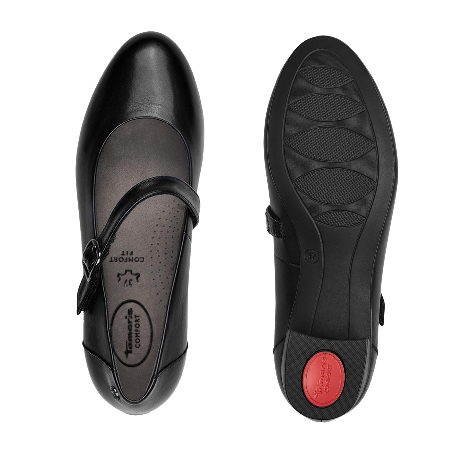Tamaris Comfort Damen Pumps mit Riemen aus Leder mit Klettverschluss