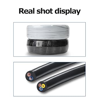 30Ft 0.75 Mm2 RVV Copper Cores PVC Insulated PVC Sheathed Extension Cable Wire with Ground 3 Core Blackwire RVV 0.75mm2 Flexible Alarm Wire Power Engineering(100FT,4C-1mm2)