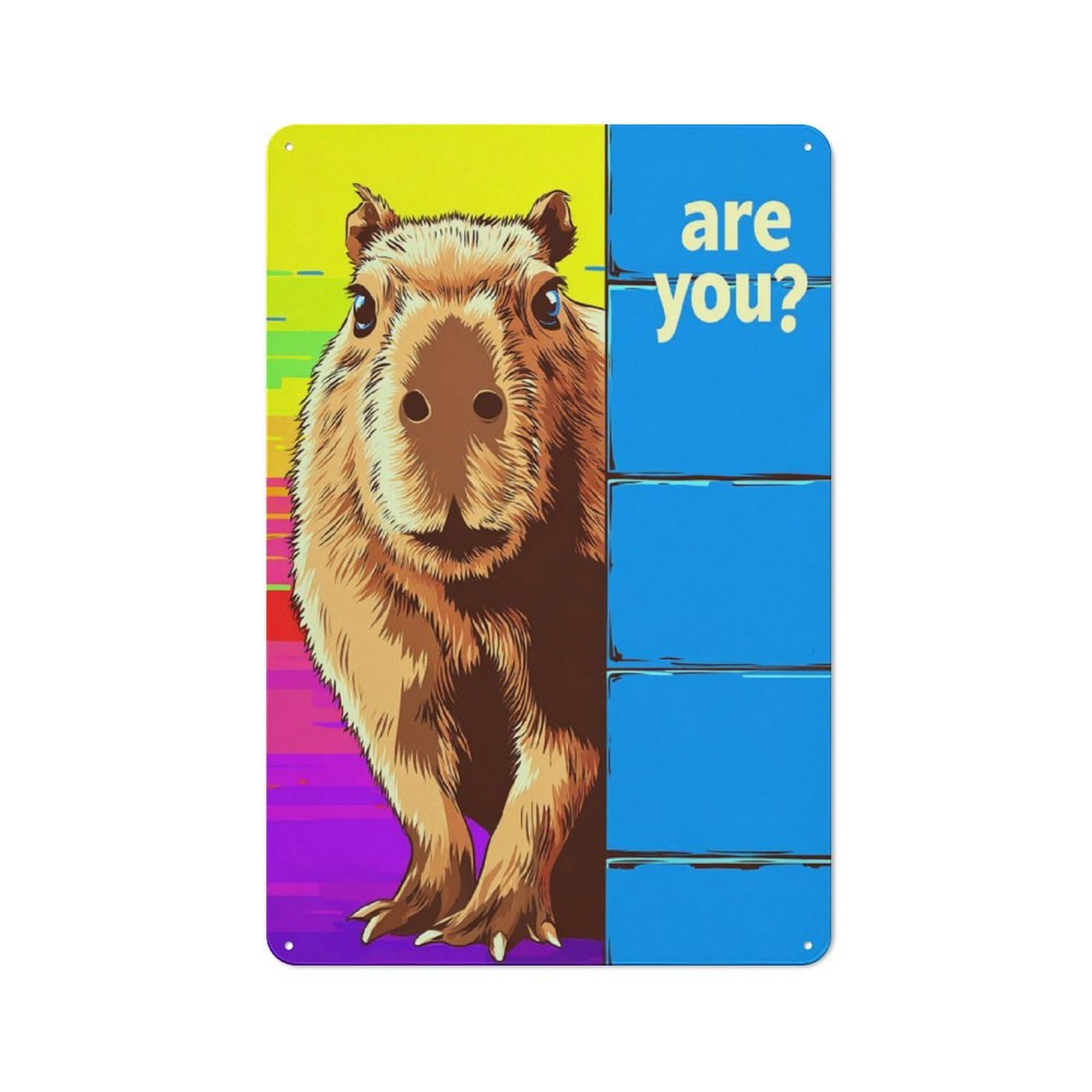 Junmoney Curious Capybara Corner -1 Classic Metal Wall Decor 30X20cm, Decorative Tin Plaque For Cafe, Pub, Workshop Or Home Bar