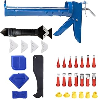 30PCS Caulking Tool Kit,Drip-Free 10 oz Hand Caulking Gun and 3-in-1 Caulk Remover,Caulking Tools with Caulk Gun and Caulk Nozzle,Grout Removal Tool for Kitchen Bathroom Window Sink Joint