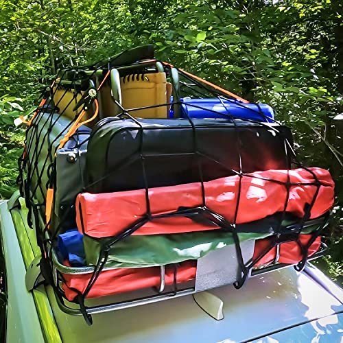 Mockins 20"X36" Heavy Duty Cargo Net For Pickup Truck Bed, Suv, Car - Stretches To 40"X84" | Adjustable Bungee Cargo Net For Suv |6Mm Thick Truck Bed Net + 10 Hooks| Truck Bed Cargo Net Cargo Netting #TOP1