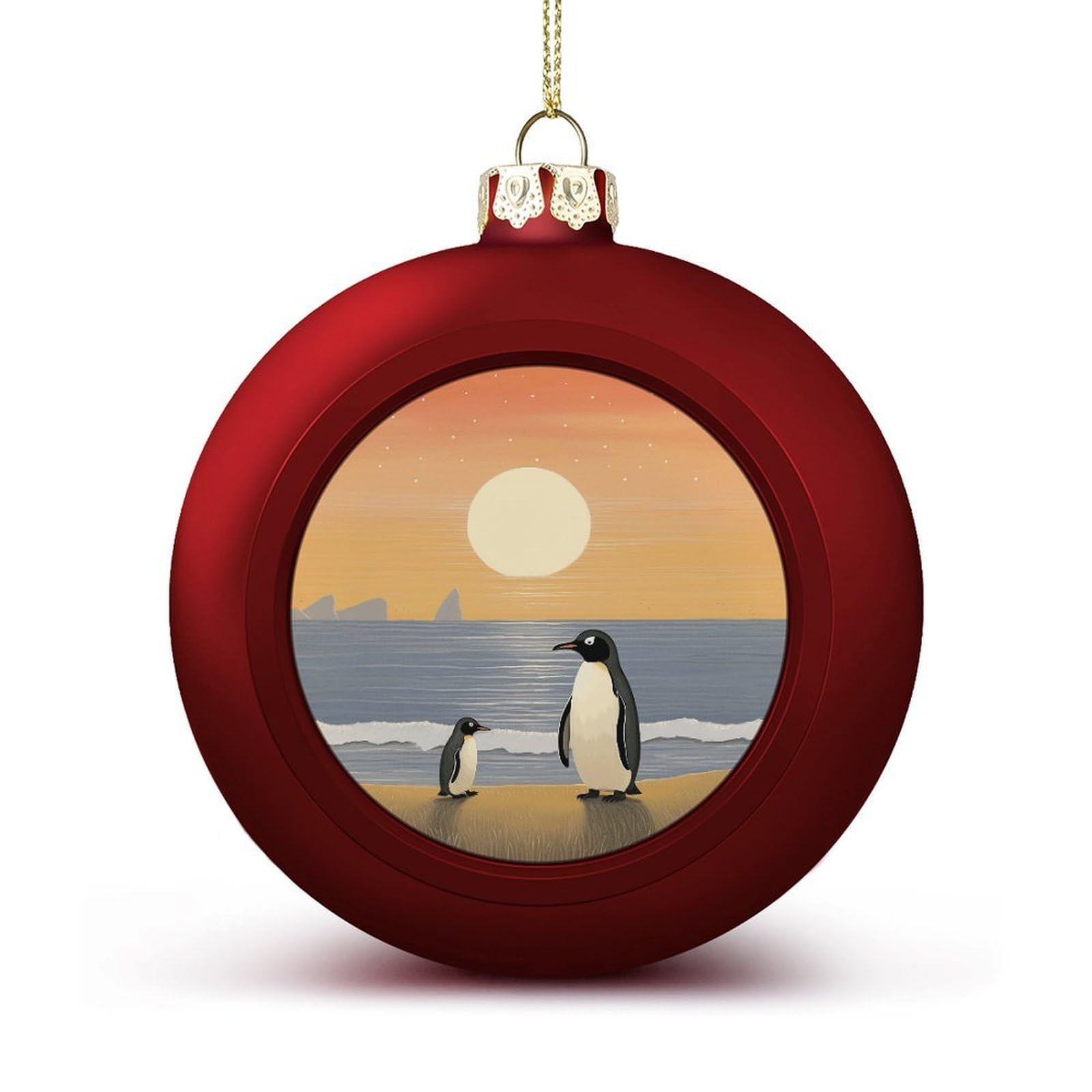 Two Penguins Pictures Christmas Balls Ornaments for Xmas Christmas Tree 1.6" Hanging Shatterproof Xmas Balls Hanging Decor Pendants for Holiday Party Outdoor Indoor DIY Craft Supplies